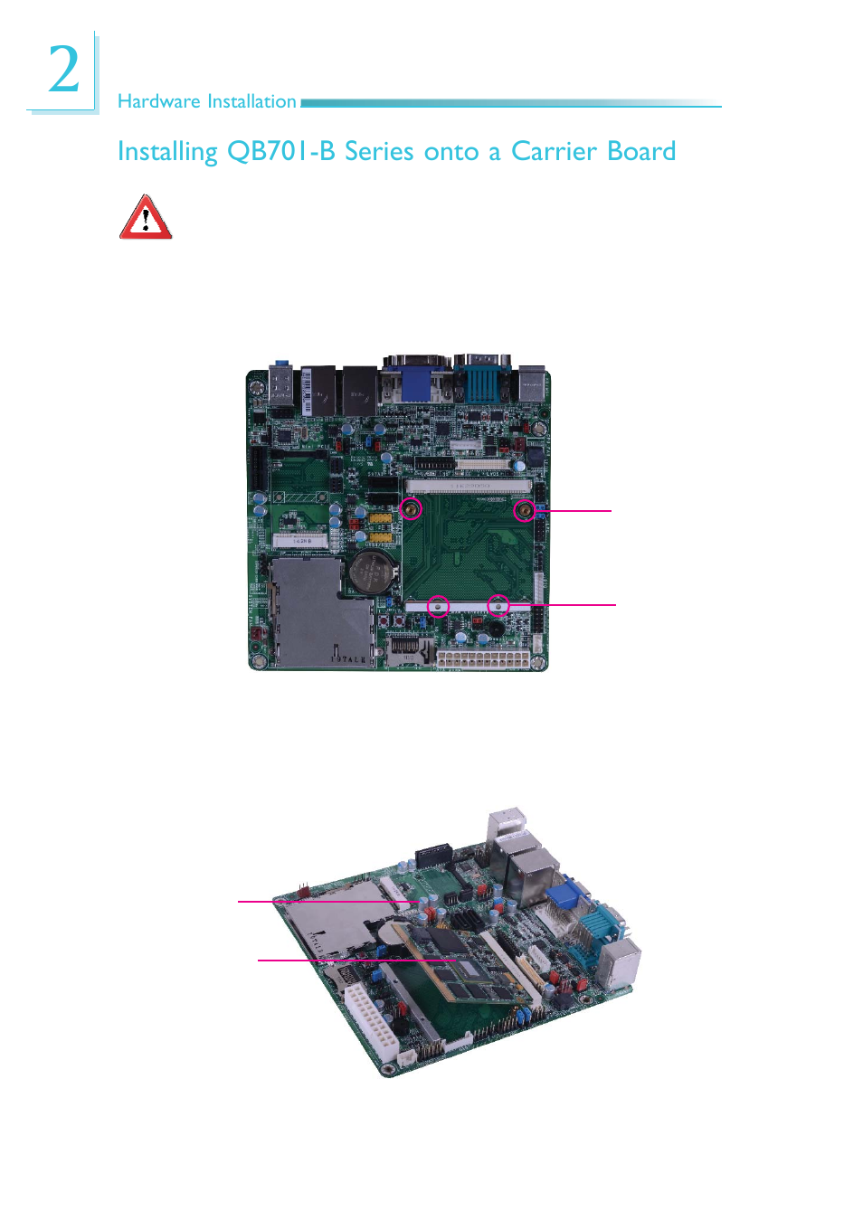 Installing qb701 -b series onto a carrier board, Installing qb701-b series onto a carrier board | DFI QB701-B User Manual | Page 20 / 73