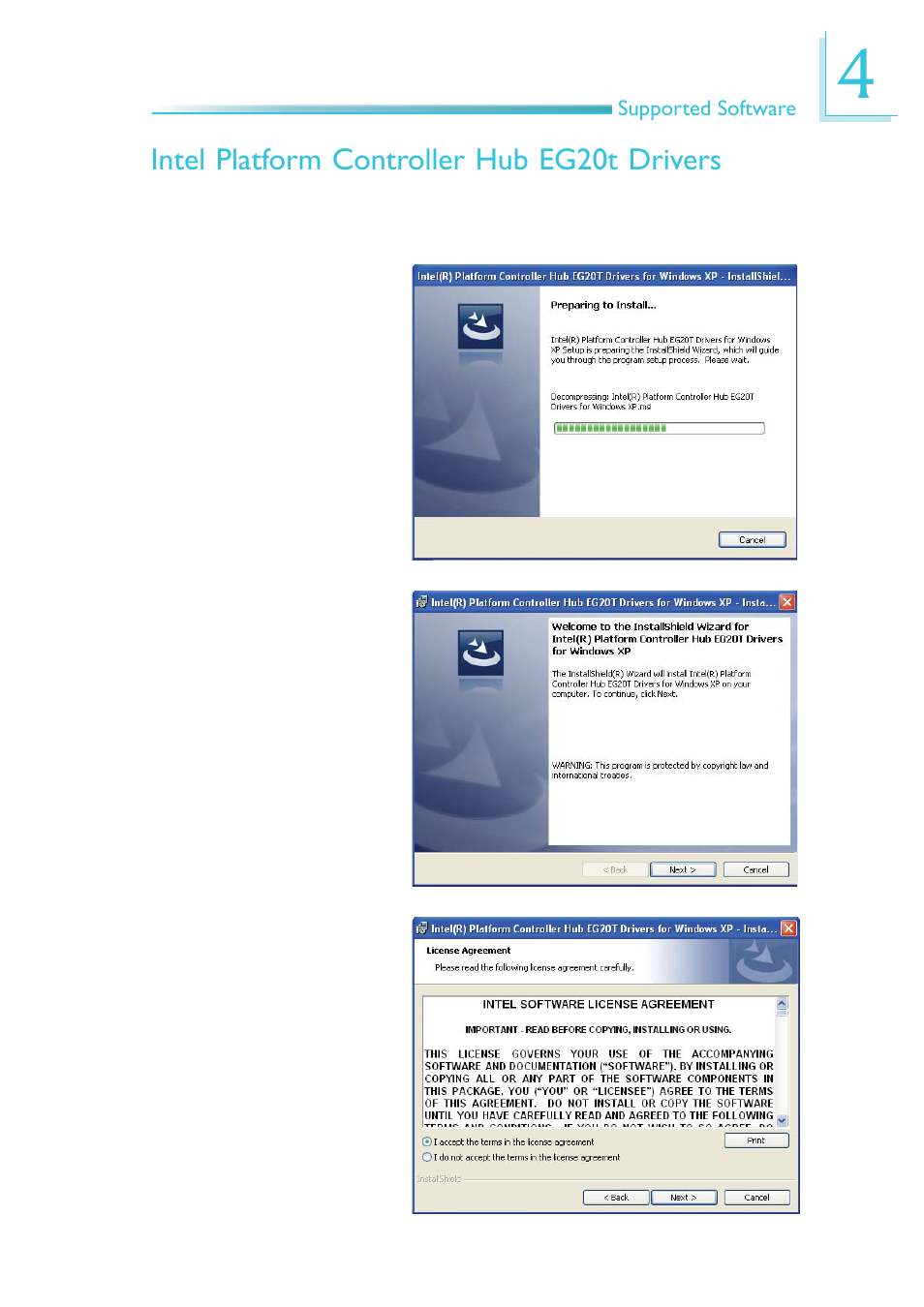 Intel platform controller hub eg20t drivers | DFI QB701-B User Manual | Page 49 / 73