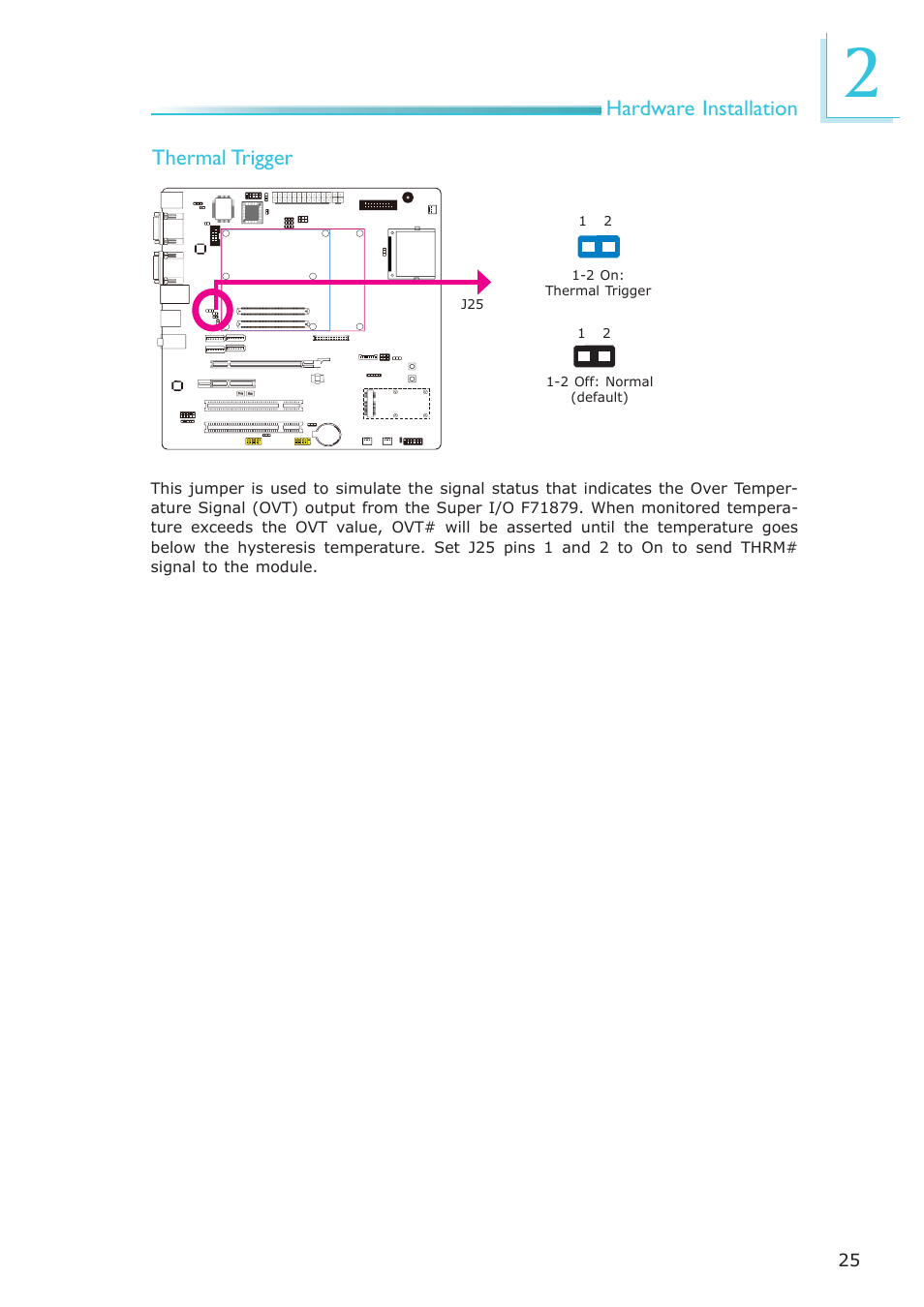 Hardware installation thermal trigger | DFI COM330-B User Manual | Page 25 / 57