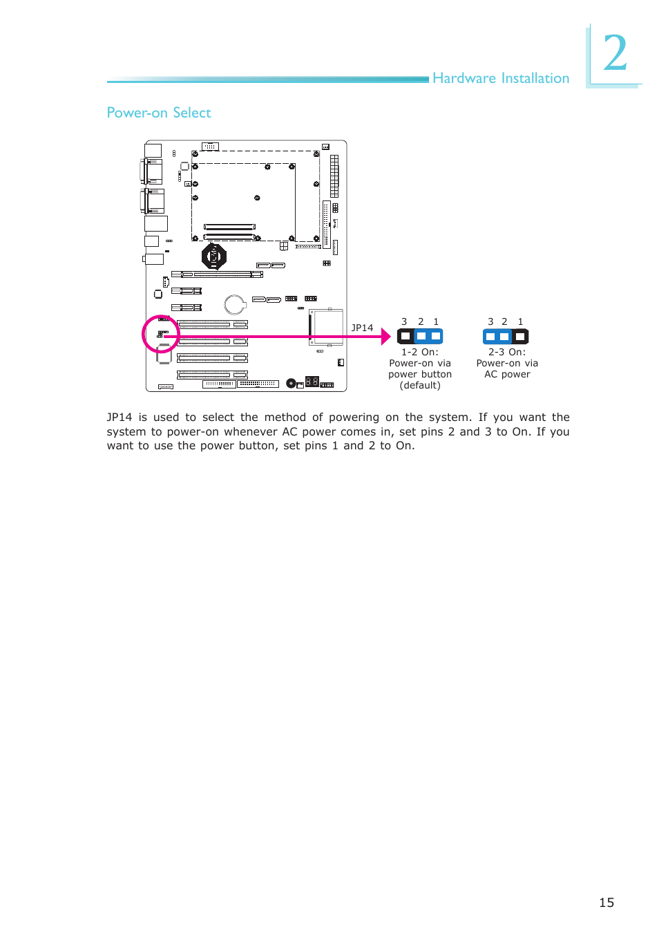 Hardware installation power-on select | DFI COM630-B User Manual | Page 15 / 50