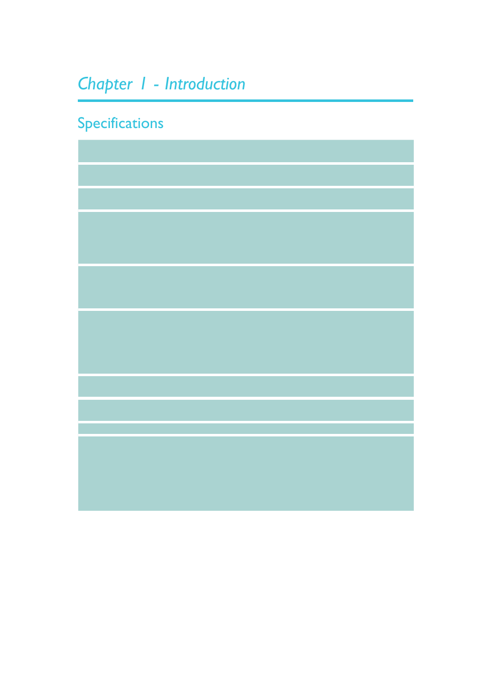 Chapter 1 - introduction, Specifications, Introduction | DFI COM630-B User Manual | Page 9 / 50