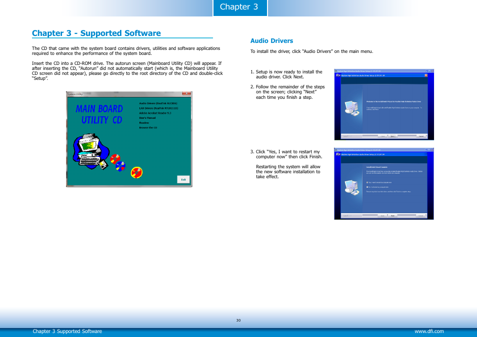 Chapter 3 - supported software, Chapter 3 chapter 3 - supported software | DFI Q7-100 User Manual | Page 30 / 31