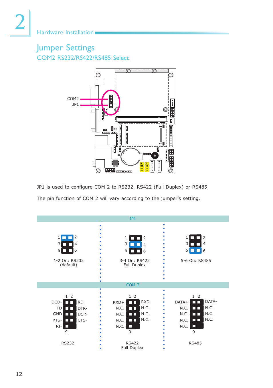 Jumper settings, Hardware installation | DFI Q7-951 User Manual | Page 12 / 46