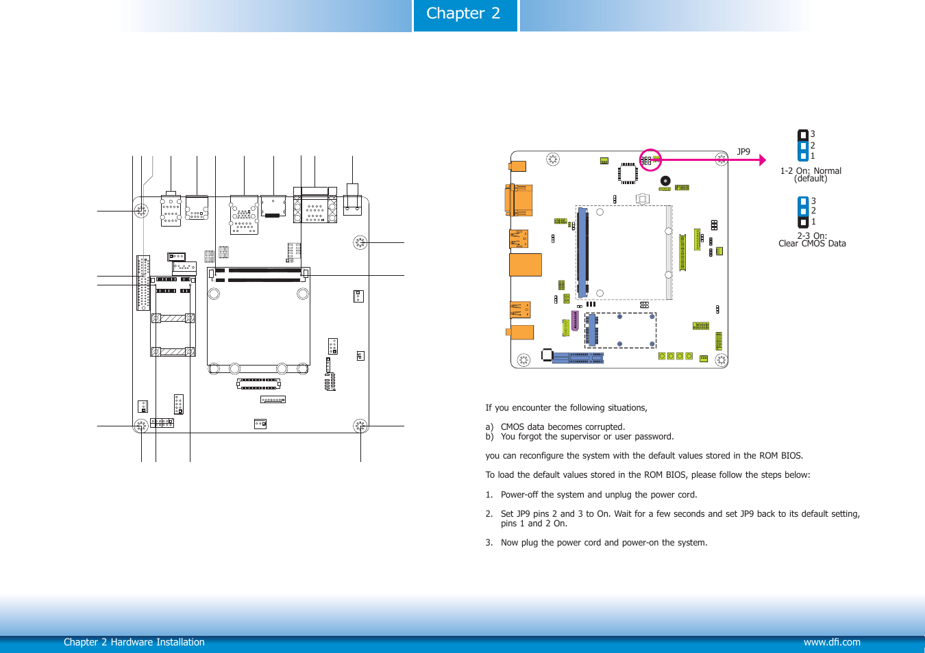 Mechanical diagram, Jumper settings, Chapter 2 mechanical diagram | Clear cmos data | DFI Q7X-151 User Manual | Page 8 / 30