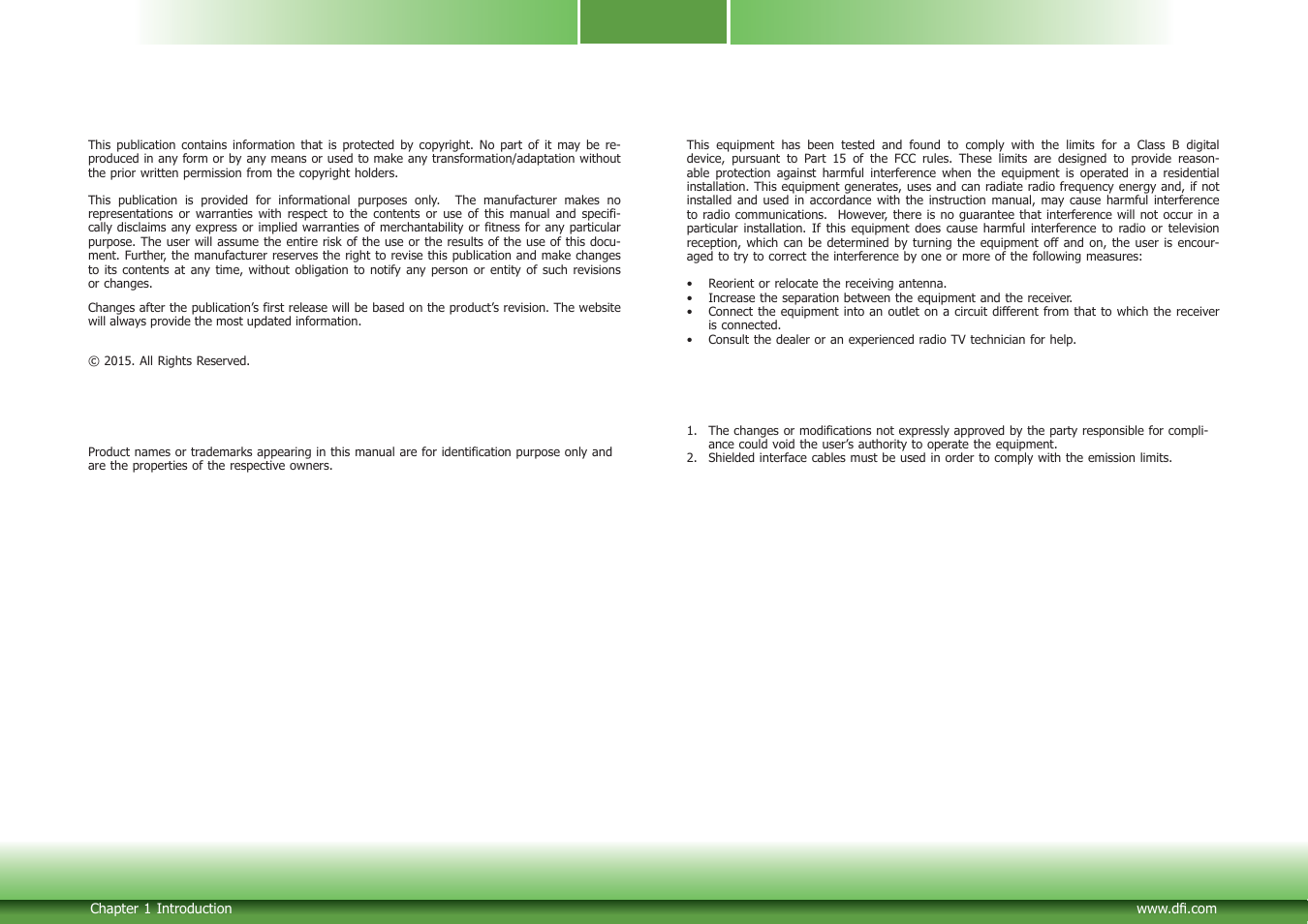 Copyright, Trademarks, Fcc and doc statement on class b | Notice | DFI CD951-C series User Manual | Page 2 / 55