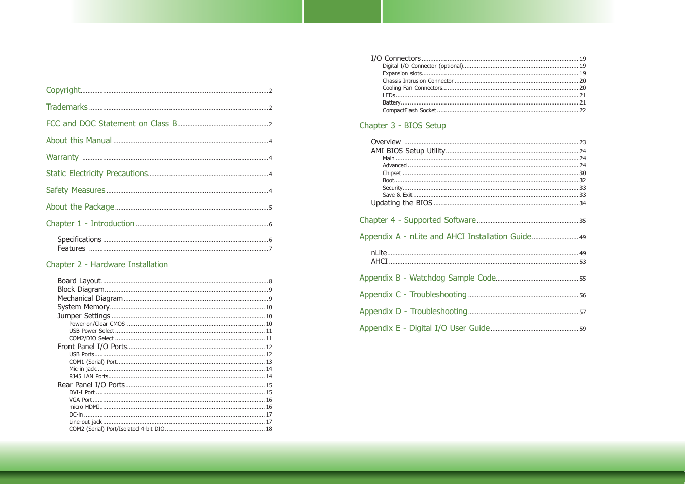 DFI CD952 series User Manual | Page 3 / 69