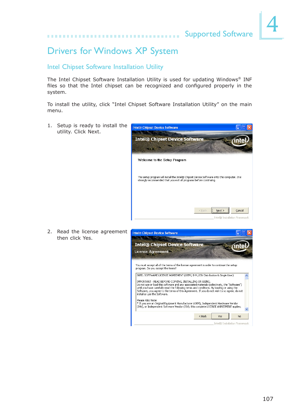 Drivers for windows xp system, Supported software | DFI NP951-B16C User Manual | Page 107 / 129