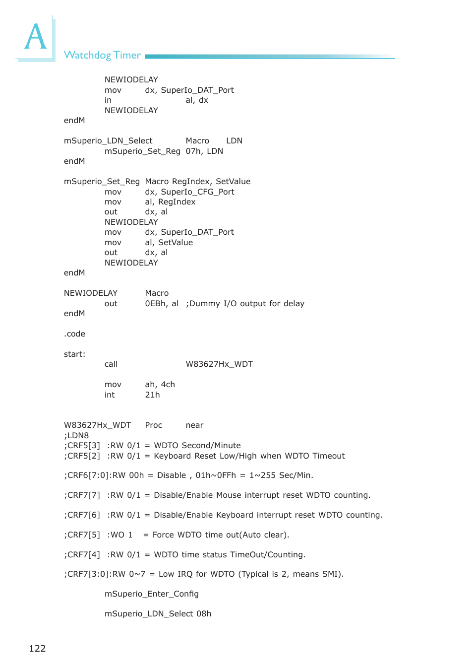 Watchdog timer | DFI NP951-B16C User Manual | Page 122 / 129