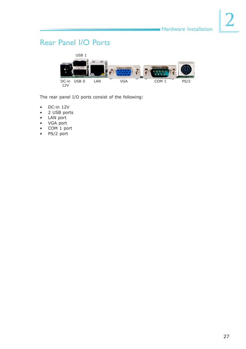 Rear panel i/o ports | DFI NP951-B16C User Manual | Page 27 / 129