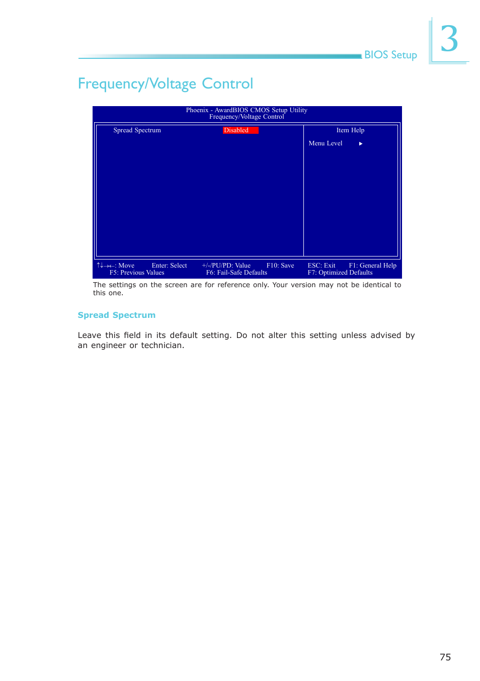 Frequency/voltage control, Bios setup | DFI NP951-B16C User Manual | Page 75 / 129