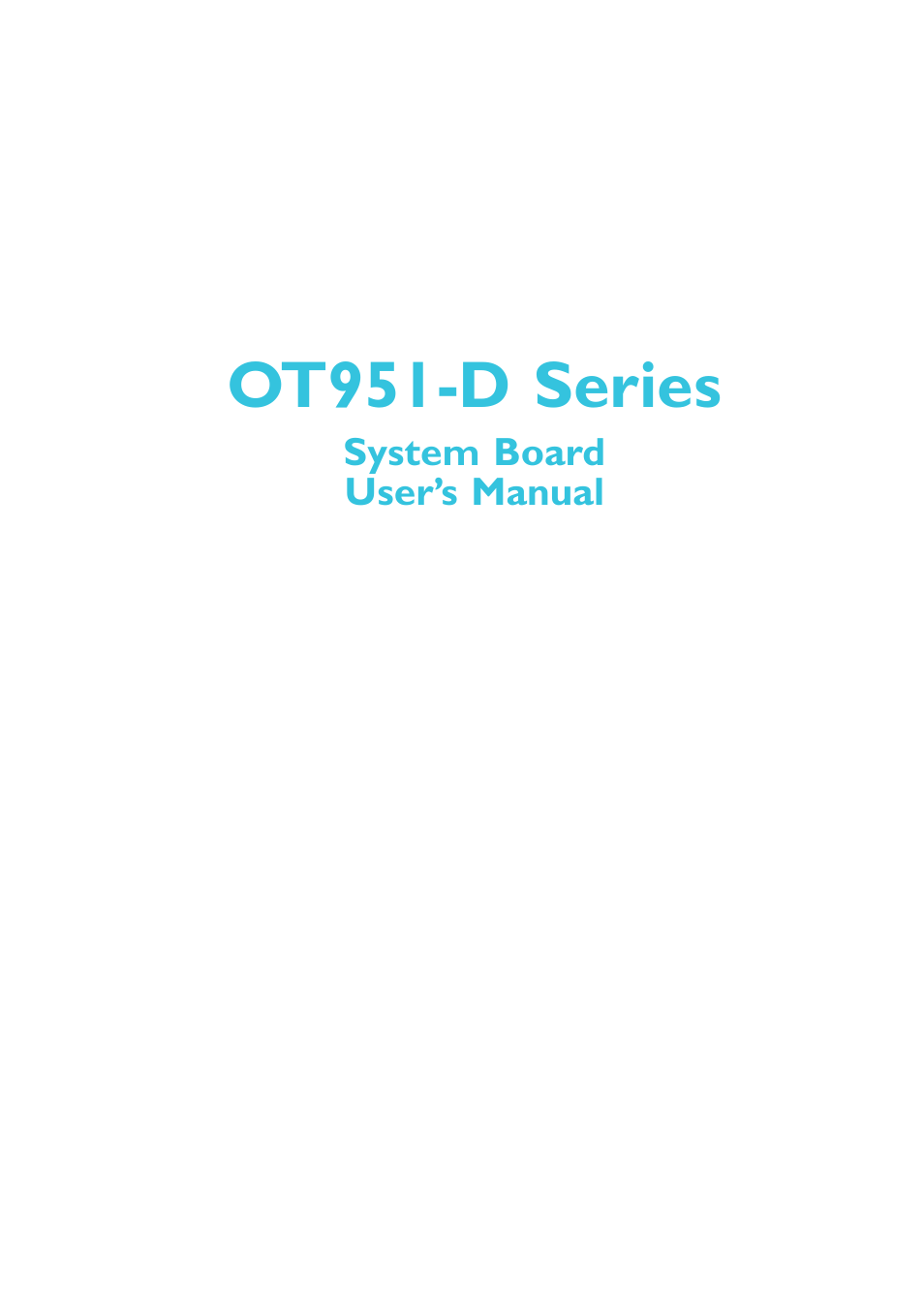 DFI OT951-D series User Manual | 107 pages