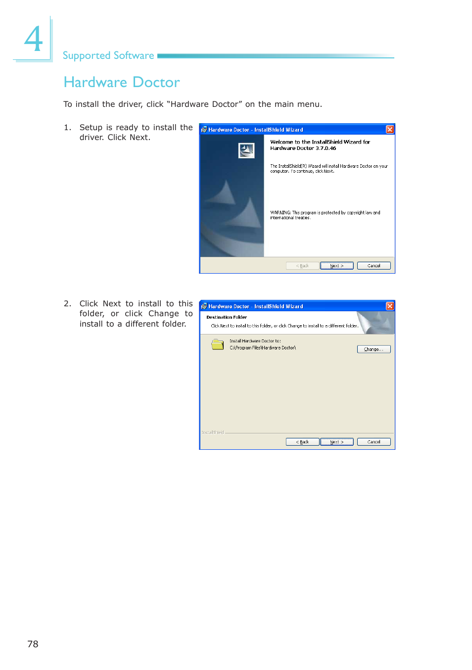 Hardware doctor | DFI OT951-D series User Manual | Page 78 / 107