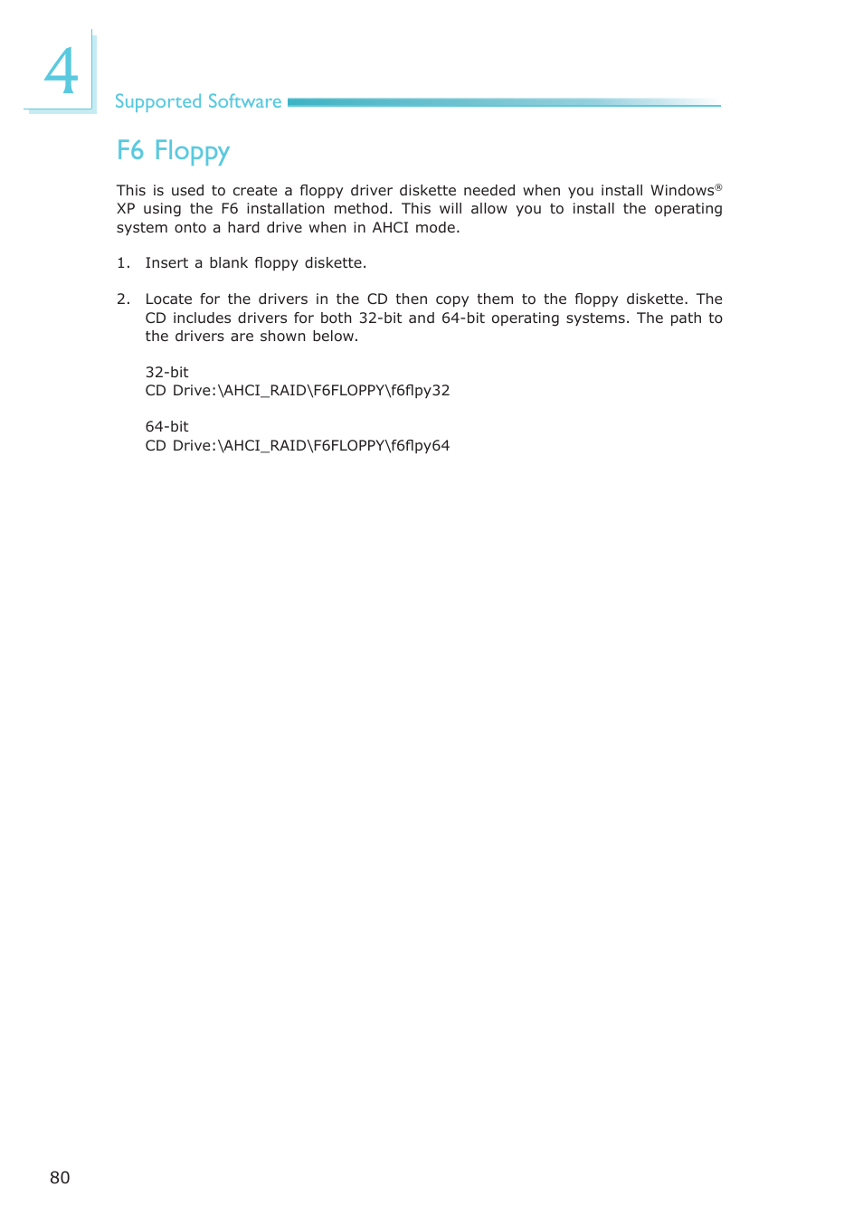 F6 floppy | DFI OT951-D series User Manual | Page 80 / 107