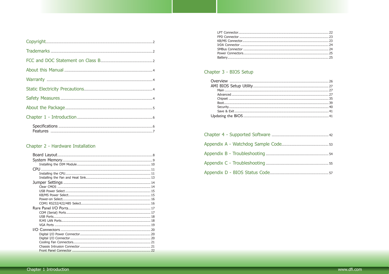 DFI PIC-H61 User Manual | Page 3 / 60