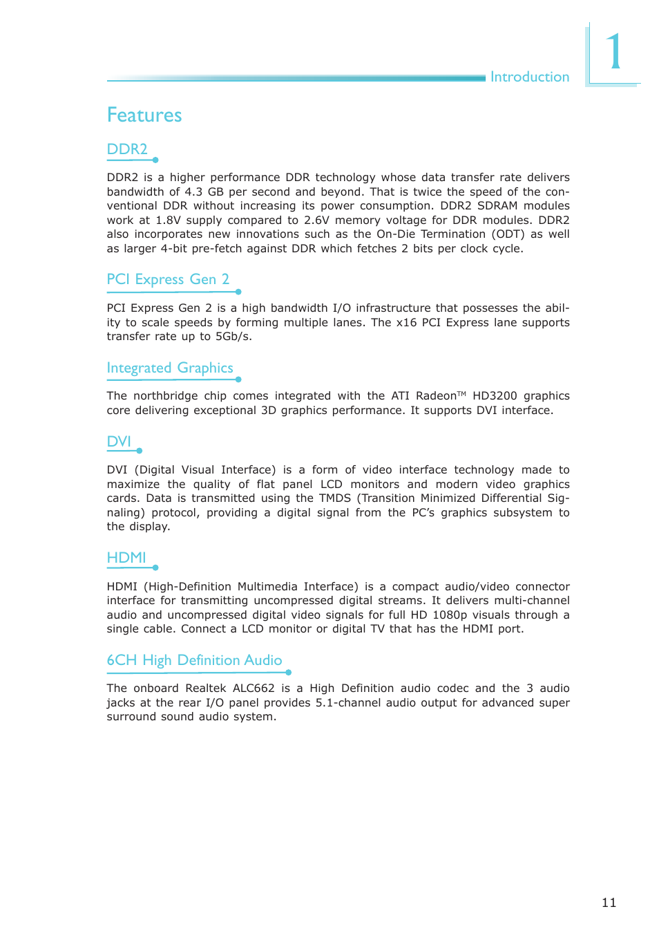Features | DFI AR100-DR User Manual | Page 11 / 112
