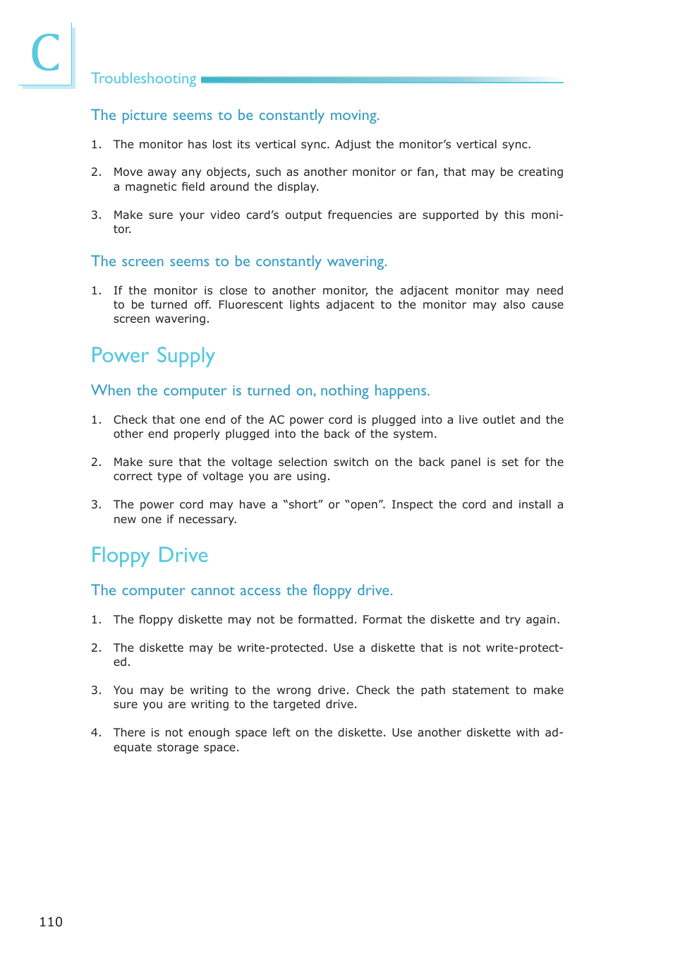 Power supply, Floppy drive | DFI AR100-DR User Manual | Page 110 / 112