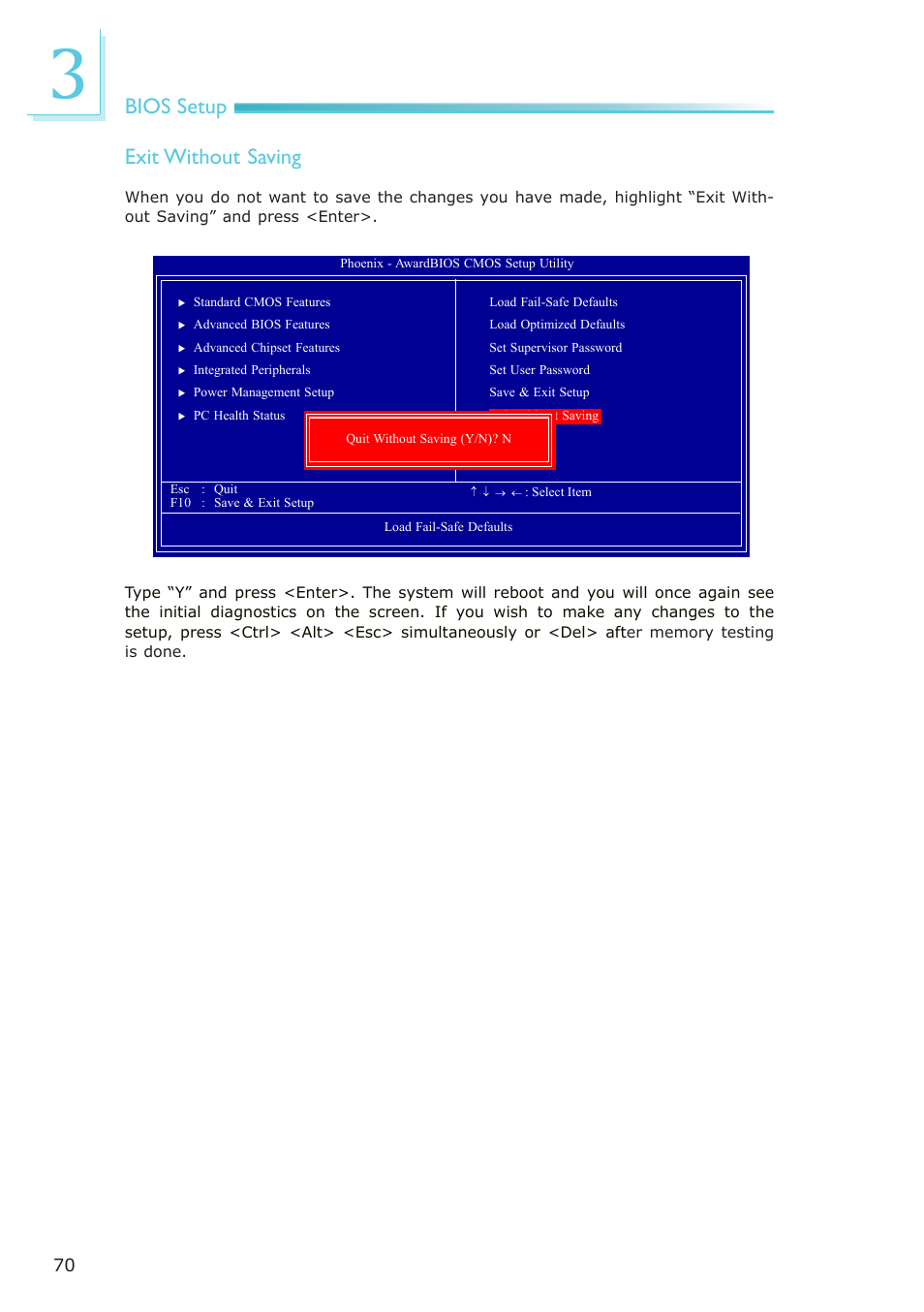 Bios setup exit without saving | DFI AR100-DR User Manual | Page 70 / 112