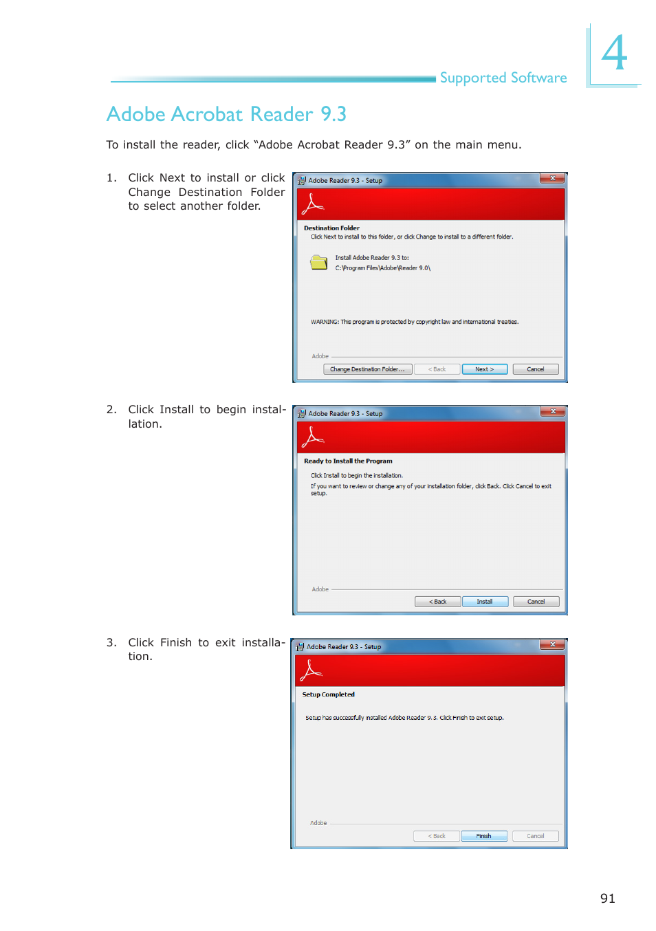 Adobe acrobat reader 9.3 | DFI AR100-DR User Manual | Page 91 / 112