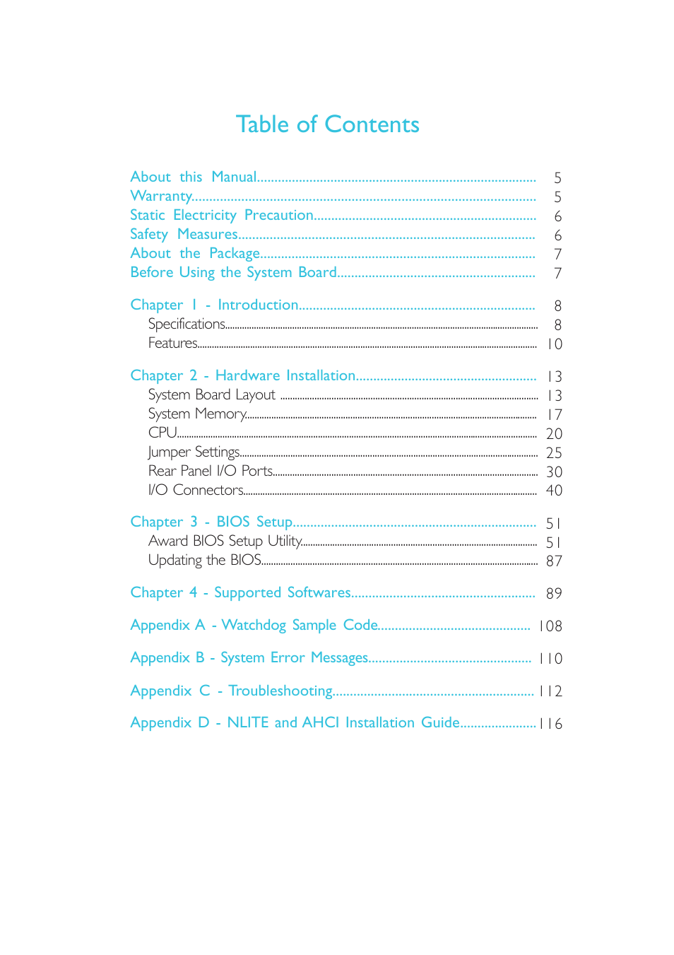 DFI BL100-NE/-PE User Manual | Page 4 / 127