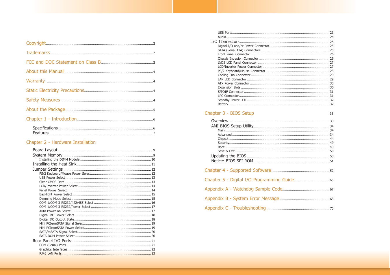 DFI BT100 User Manual | Page 3 / 71