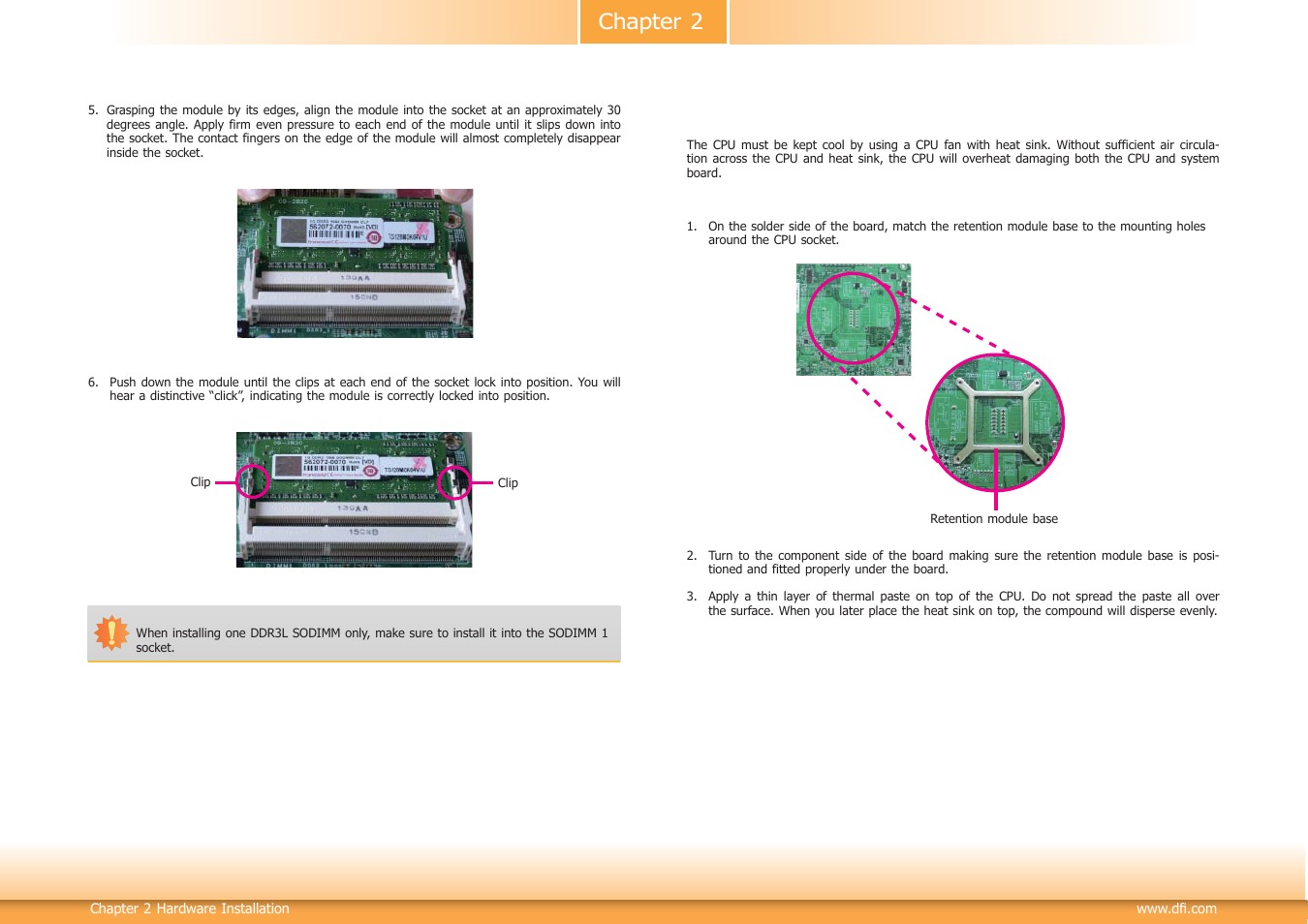 Installing the heat sink, Chapter 2 installing the heat sink | DFI BT101 User Manual | Page 11 / 72