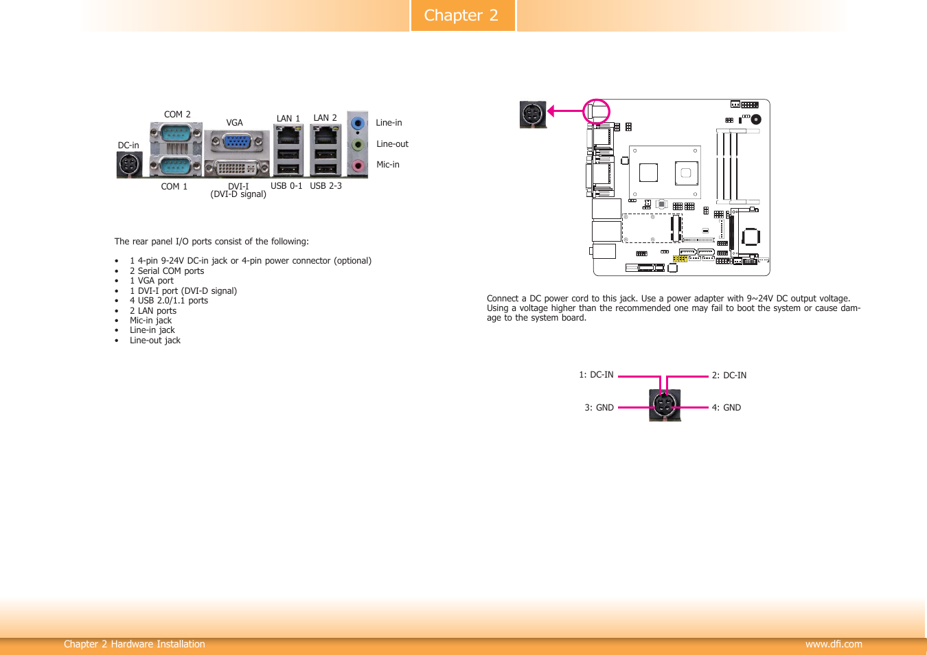 Rear panel i/o ports, Chapter 2 rear panel i/o ports | DFI CD101-N User Manual | Page 17 / 69