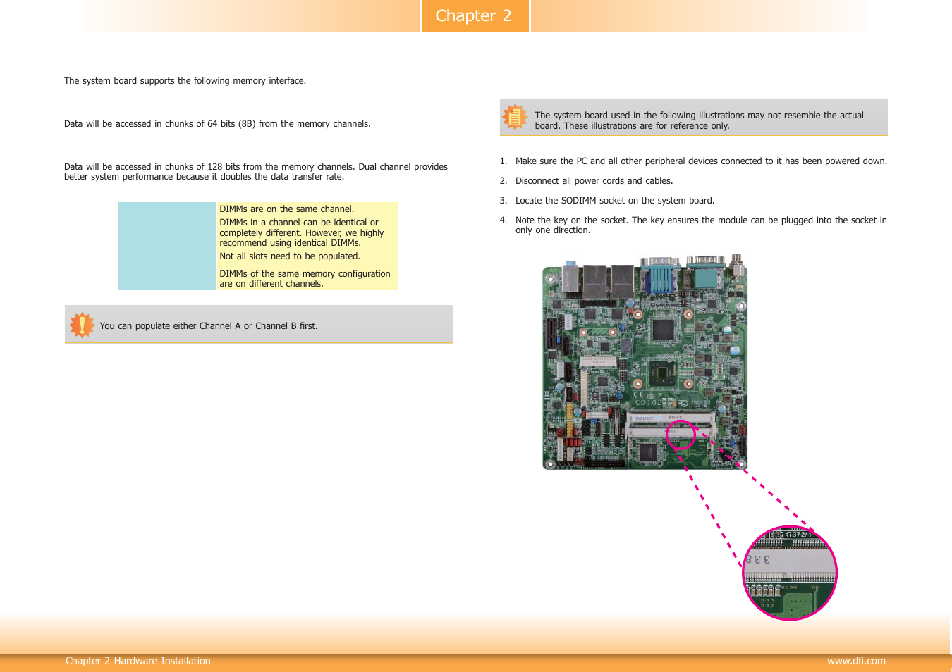 Installing the dimm module, Chapter 2 | DFI CD102 Series User Manual | Page 10 / 76