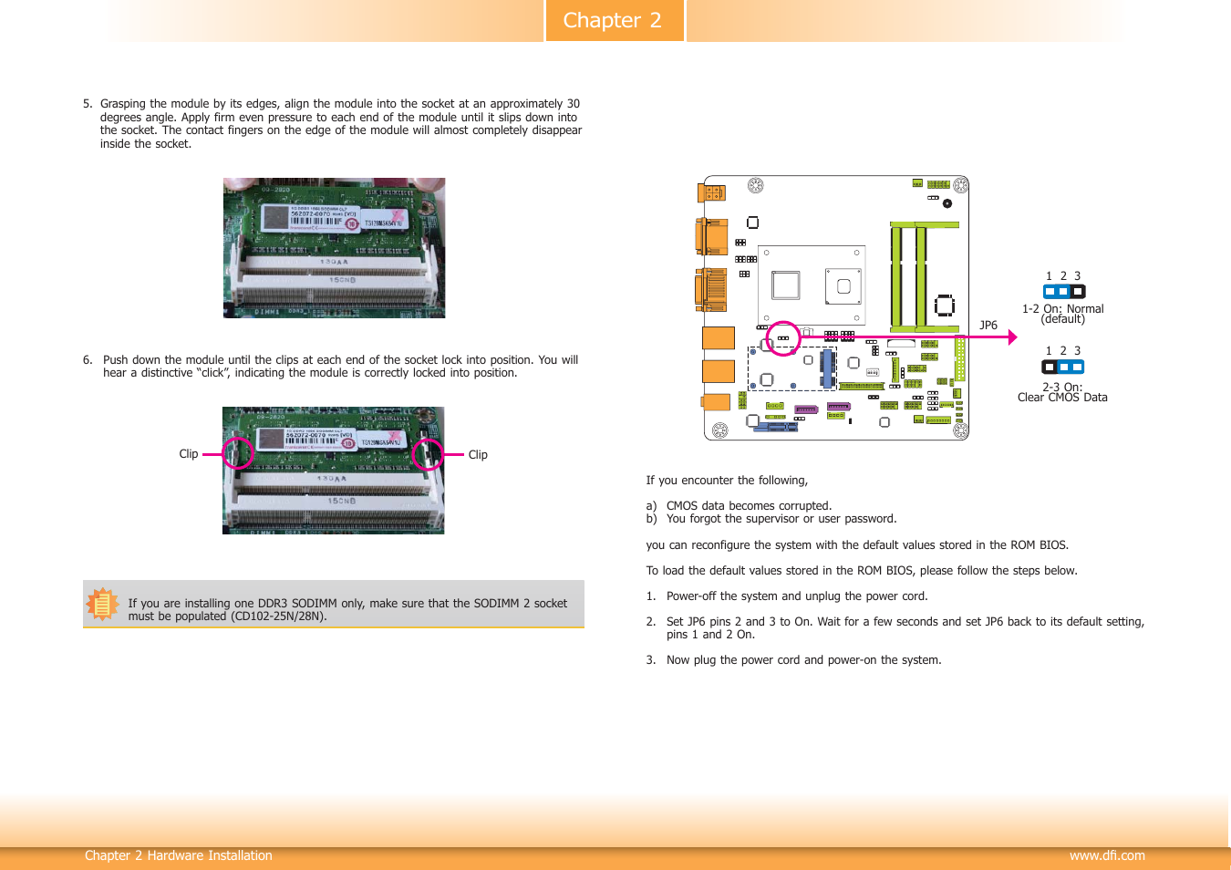 Jumper settings, Chapter 2 | DFI CD102 Series User Manual | Page 11 / 76