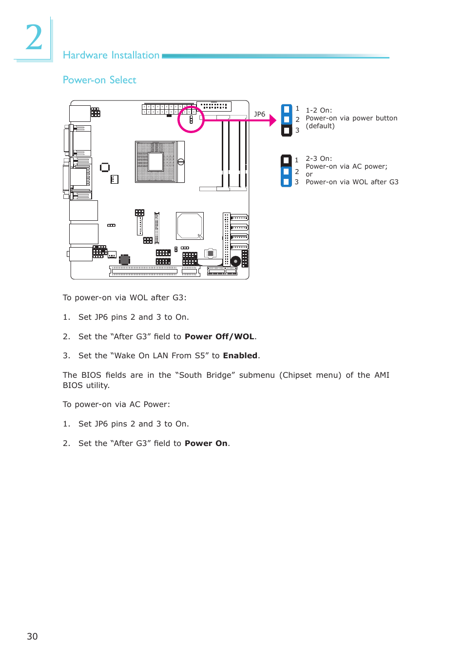 Hardware installation power-on select | DFI CP100-NRM User Manual | Page 30 / 150
