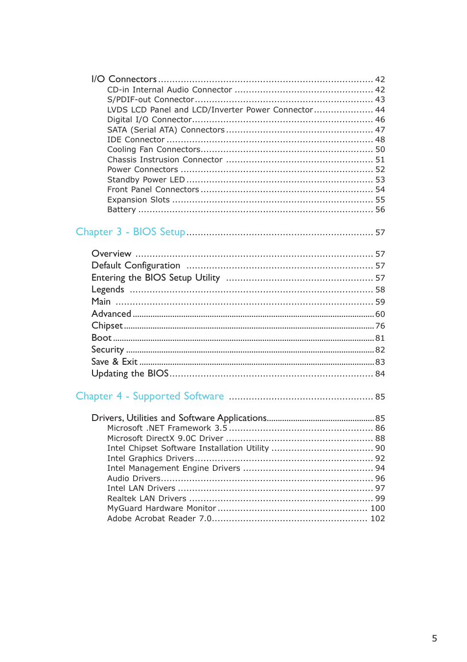 DFI CP100-NRM User Manual | Page 5 / 150