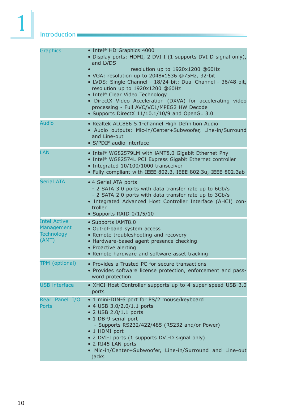 Introduction | DFI CR100-CRM User Manual | Page 10 / 177