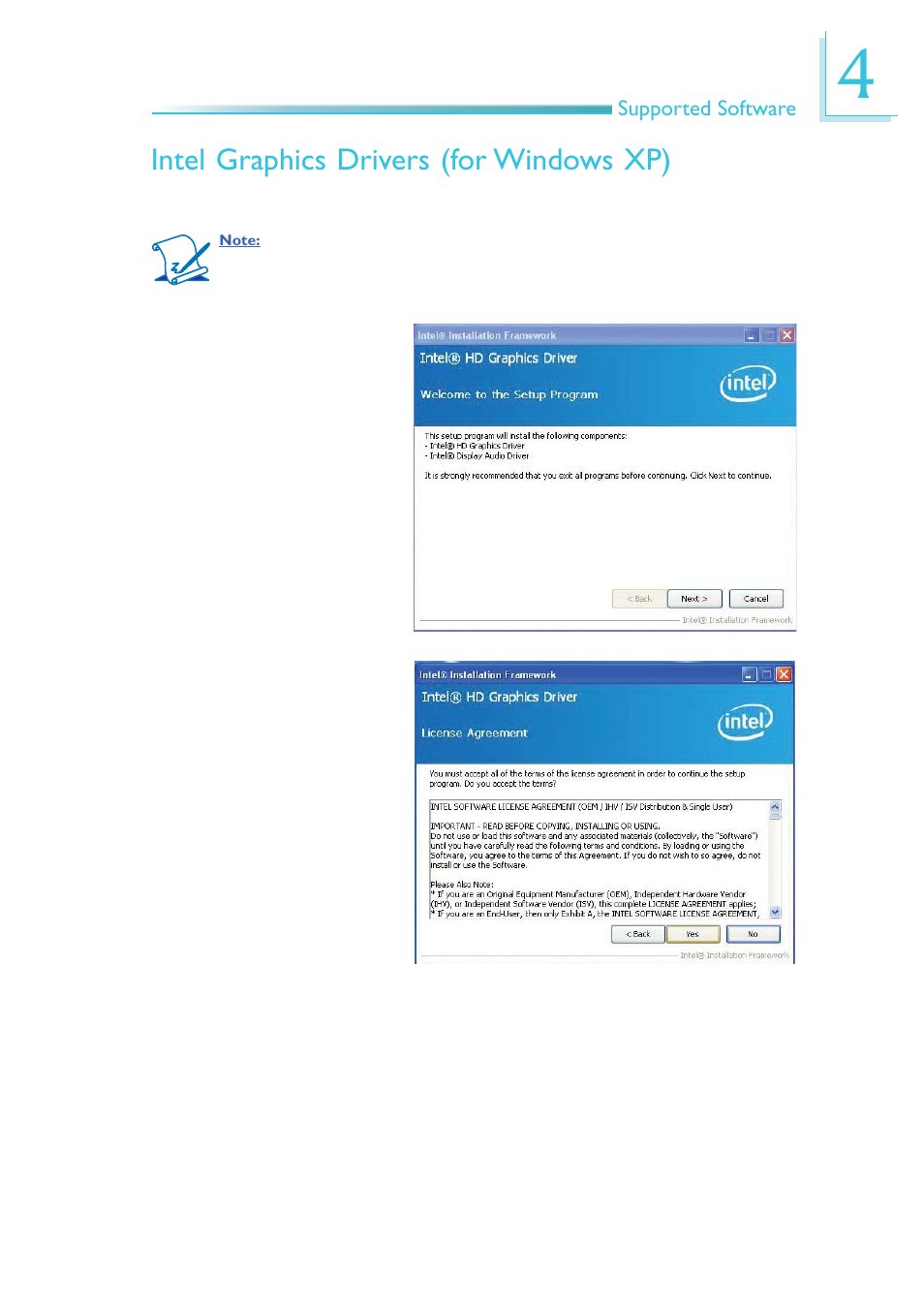 Intel graphics drivers (for windows xp) | DFI CR100-CRM User Manual | Page 101 / 177