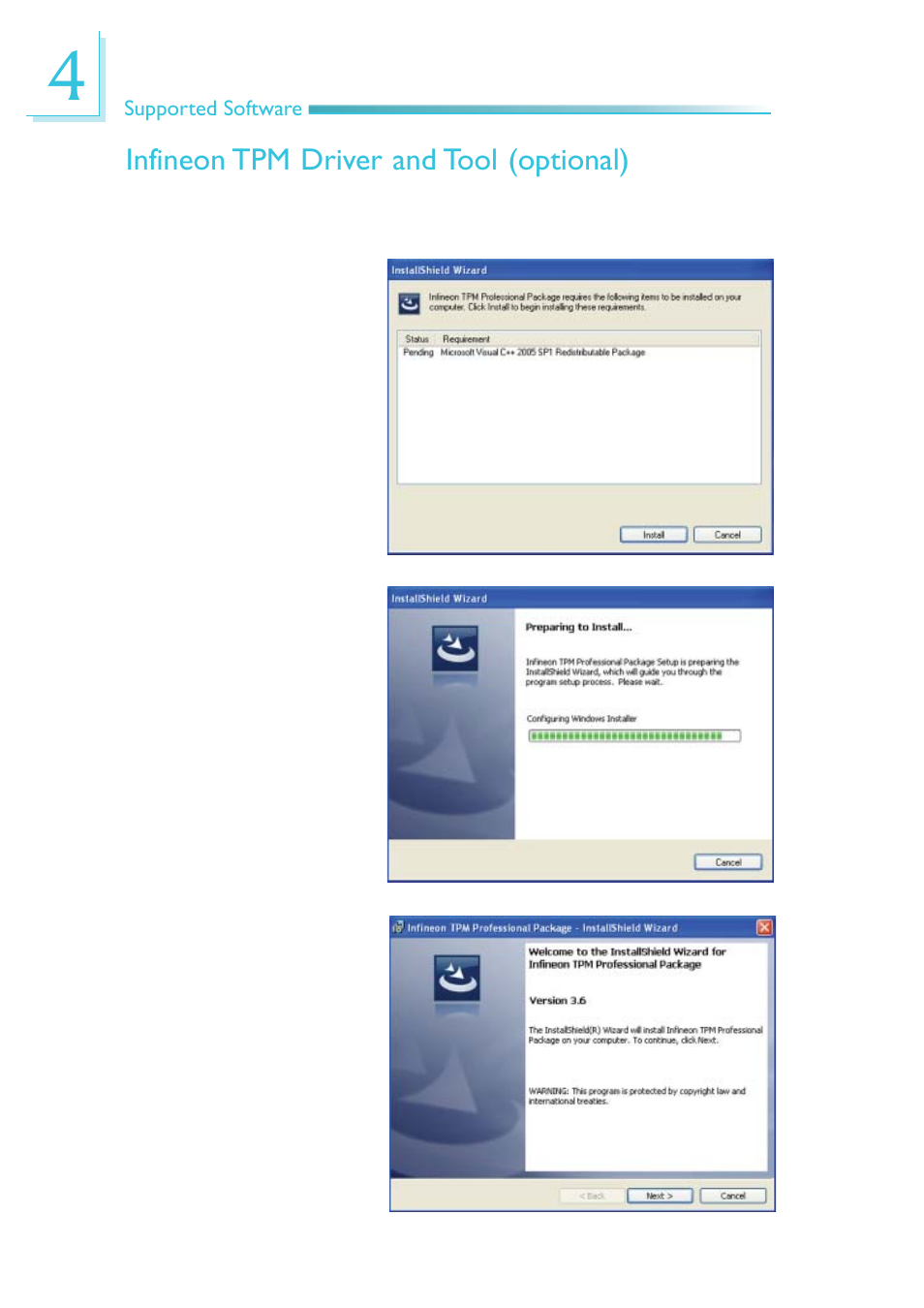 Infineon tpm driver and tool (optional) | DFI CR100-CRM User Manual | Page 114 / 177