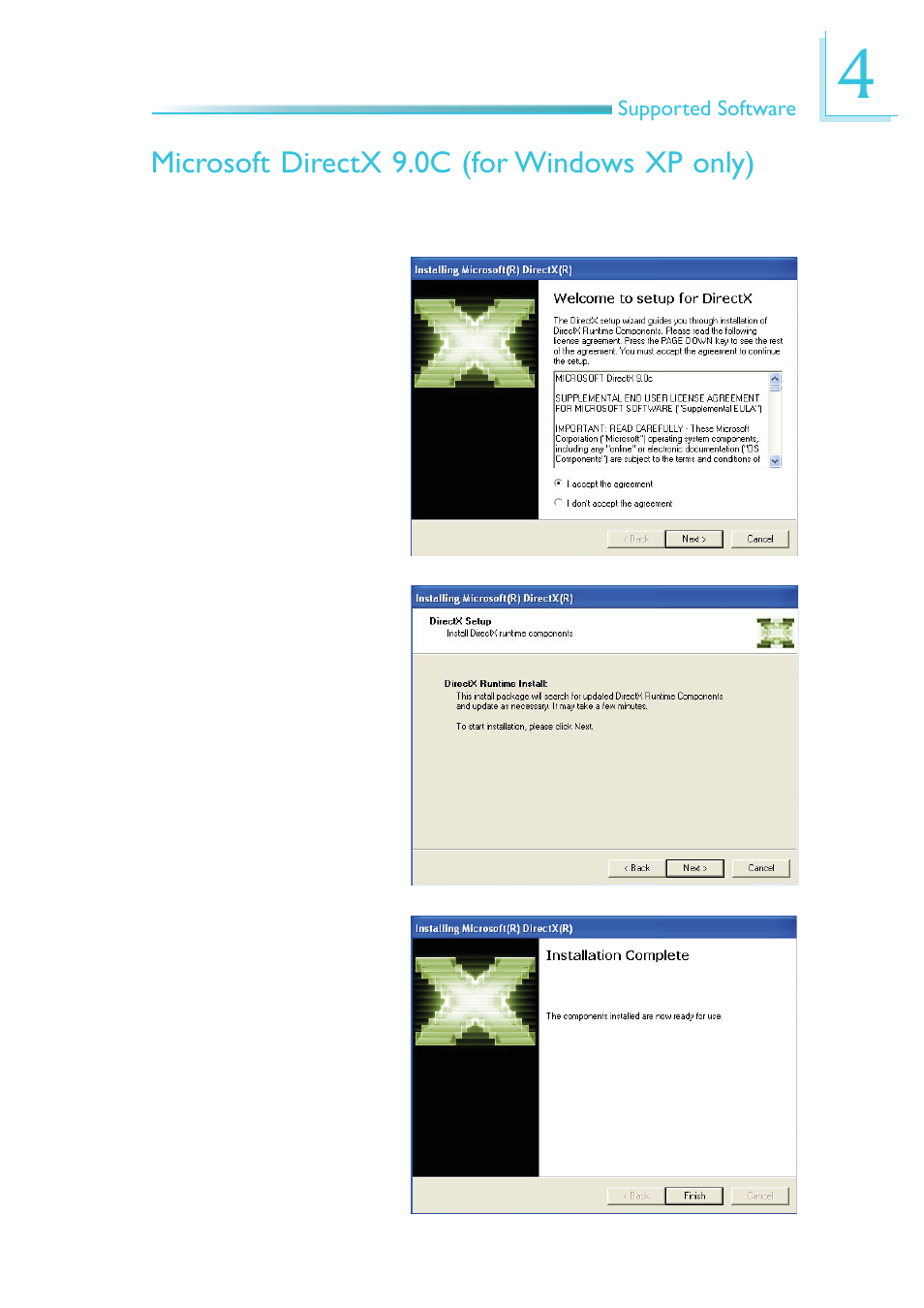 Microsoft directx 9.0c (for windows xp only) | DFI CR100-CRM User Manual | Page 123 / 177