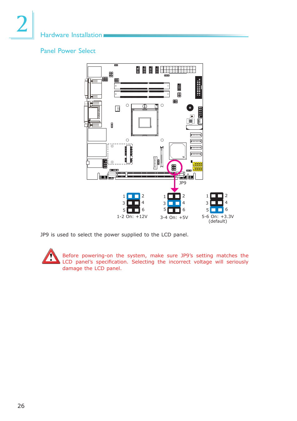 Hardware installation panel power select | DFI CR100-CRM User Manual | Page 26 / 177