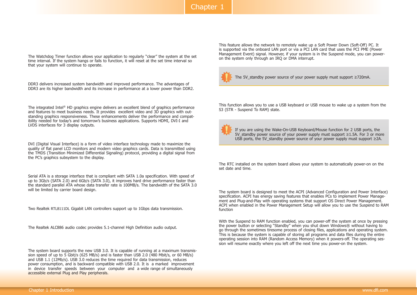 Features, Chapter 1 | DFI CR101-D User Manual | Page 7 / 67