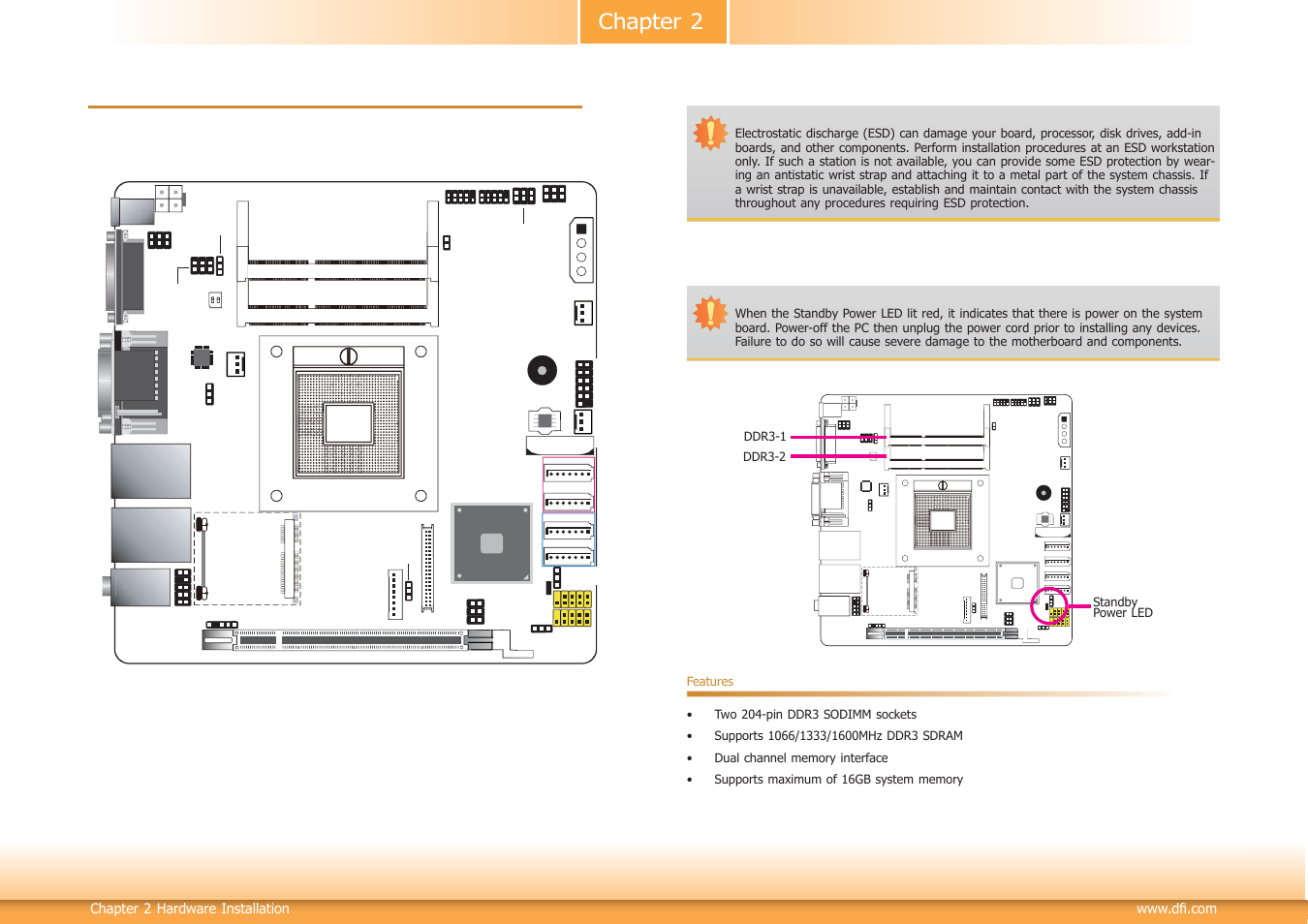Chapter 2 - hardware installation, System board layout, System memory | Chapter 2 chapter 2 - hardware installation, Board layout, Chapter 2 hardware installation | DFI CR101-D User Manual | Page 9 / 67