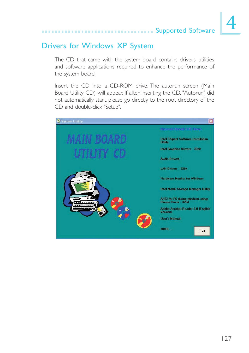 Drivers for windows xp system | DFI G5C100-NR User Manual | Page 127 / 160