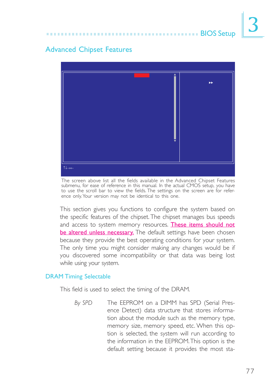 Bios setup advanced chipset features | DFI G5C100-NR User Manual | Page 77 / 160