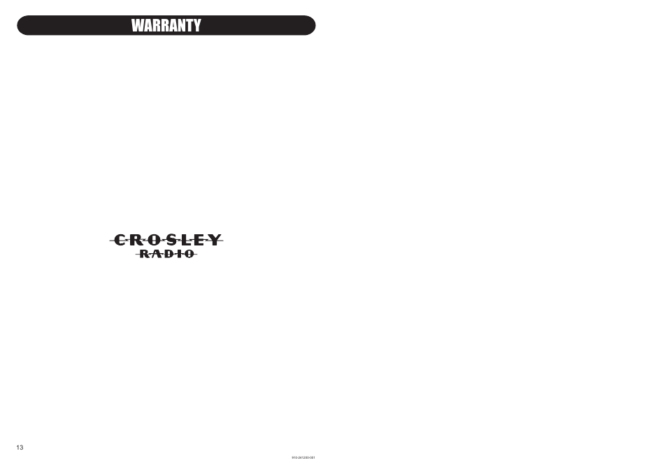 Warranty | Crosley Radio Crosley Conductor CR73 User Manual | Page 2 / 8