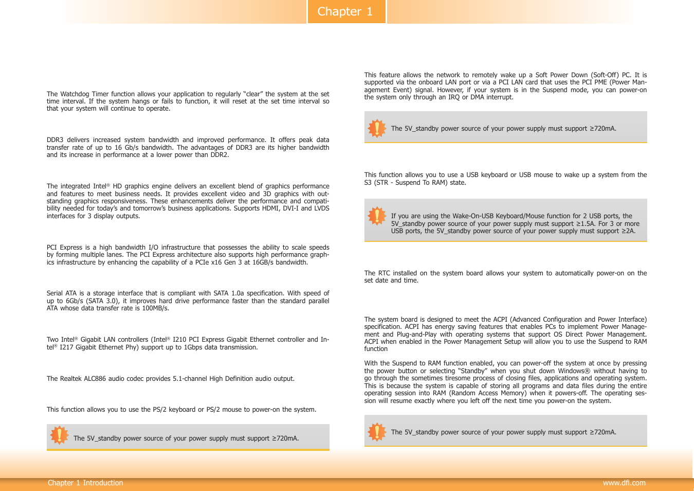 Features, Chapter 1 | DFI HD101-H81 User Manual | Page 7 / 83