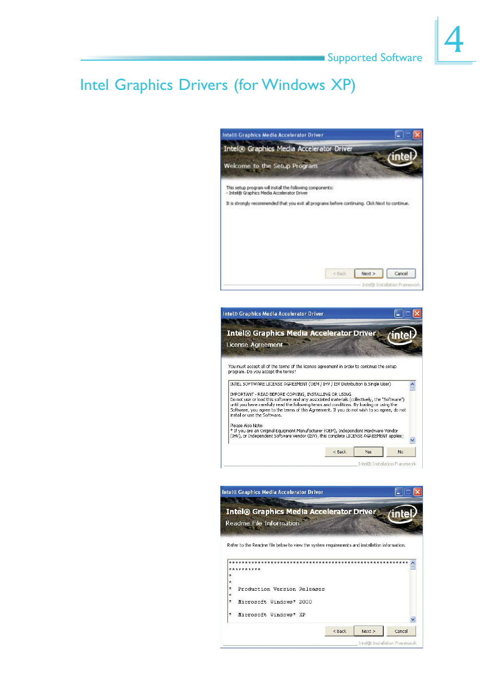 Intel graphics drivers (for windows xp) | DFI HR100-CRM User Manual | Page 97 / 170