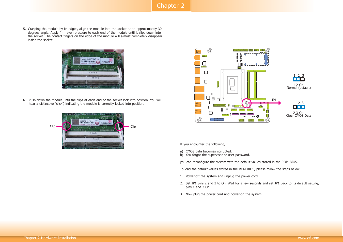 Jumper settings, Chapter 2 | DFI HU101 User Manual | Page 11 / 95