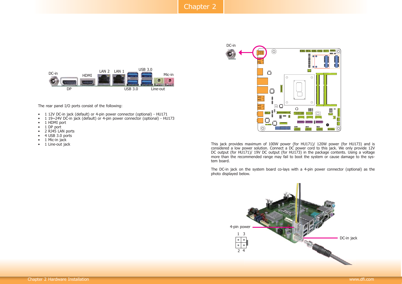 Rear panel i/o ports, Chapter 2 rear panel i/o ports | DFI HU171 User Manual | Page 20 / 90