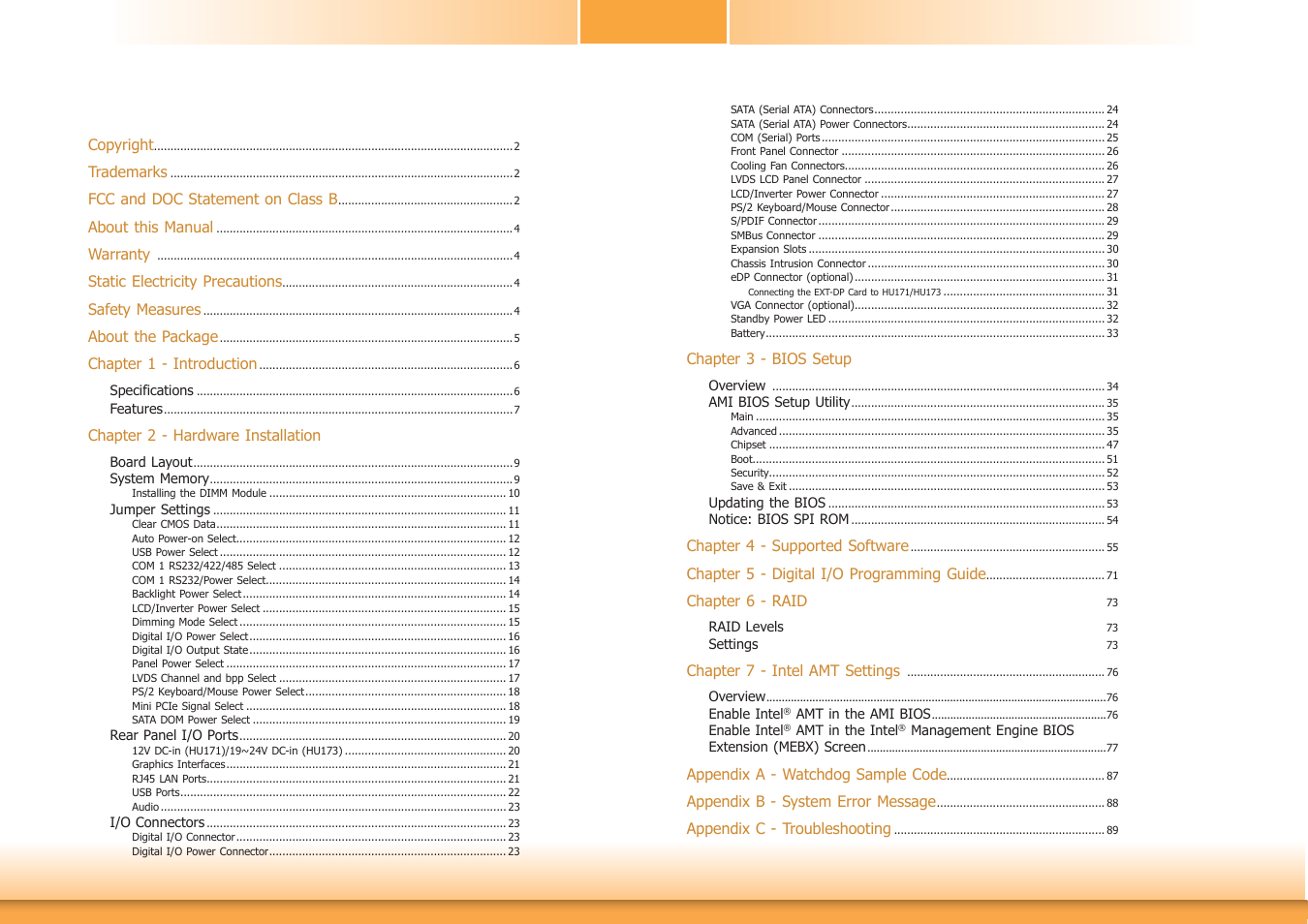 DFI HU171 User Manual | Page 3 / 90