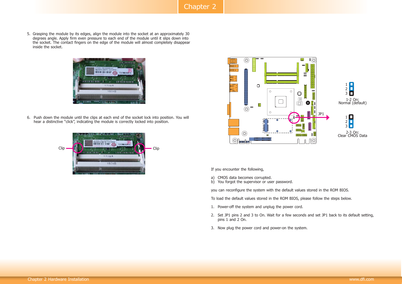 Jumper settings, Chapter 2 | DFI KB160 User Manual | Page 11 / 68