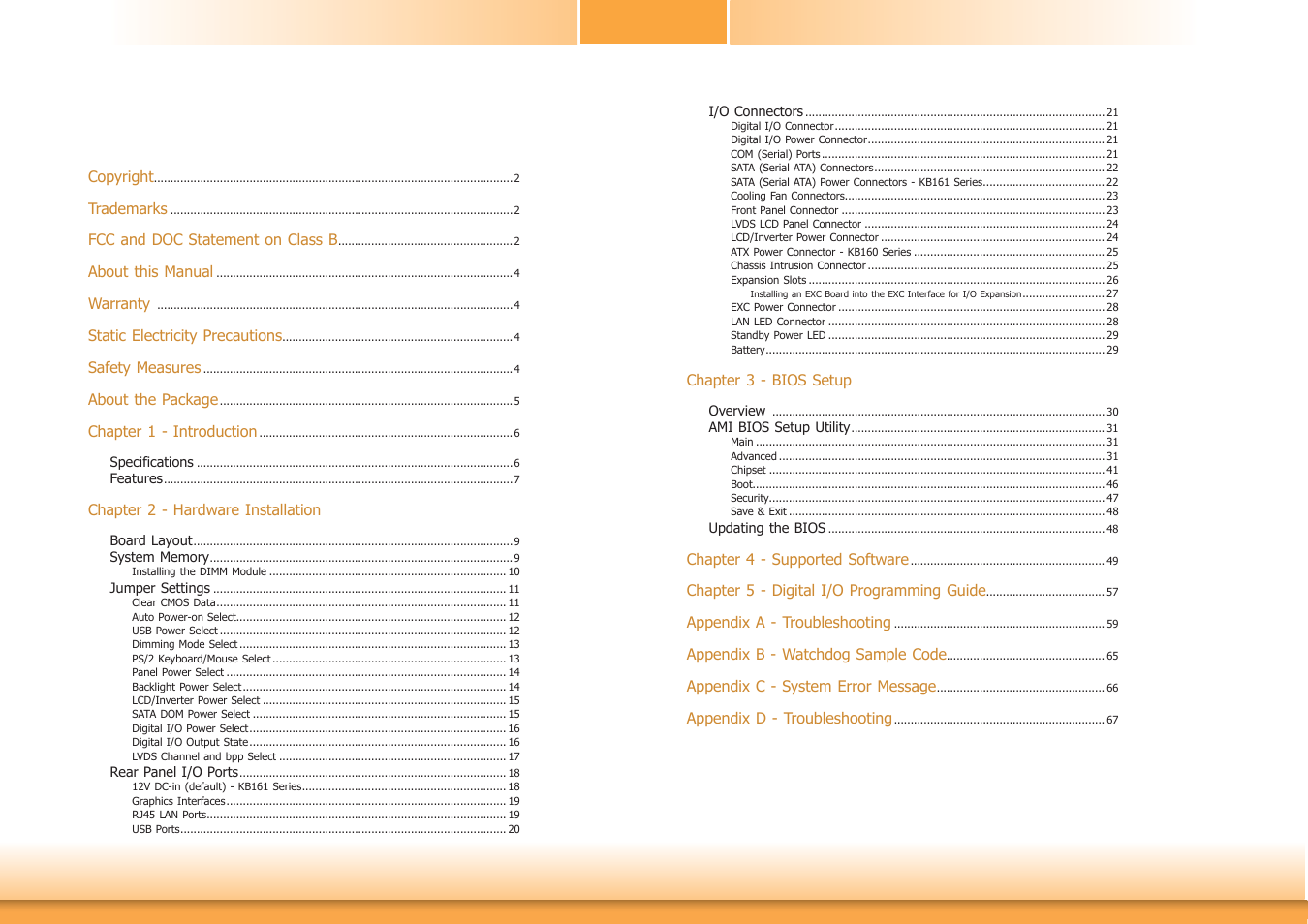 DFI KB160 User Manual | Page 3 / 68