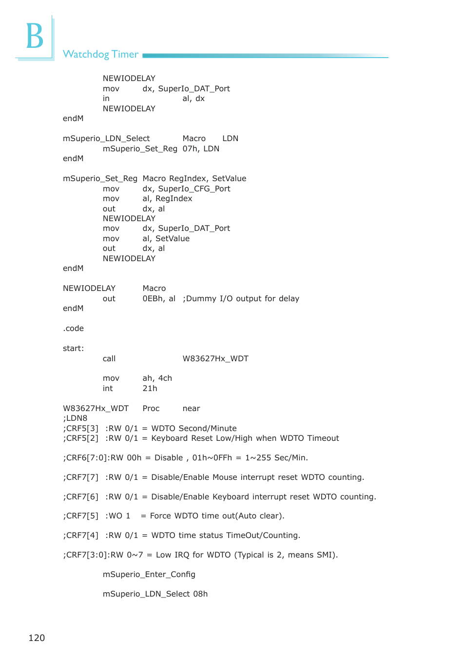 Watchdog timer | DFI LR100-N16D User Manual | Page 120 / 126