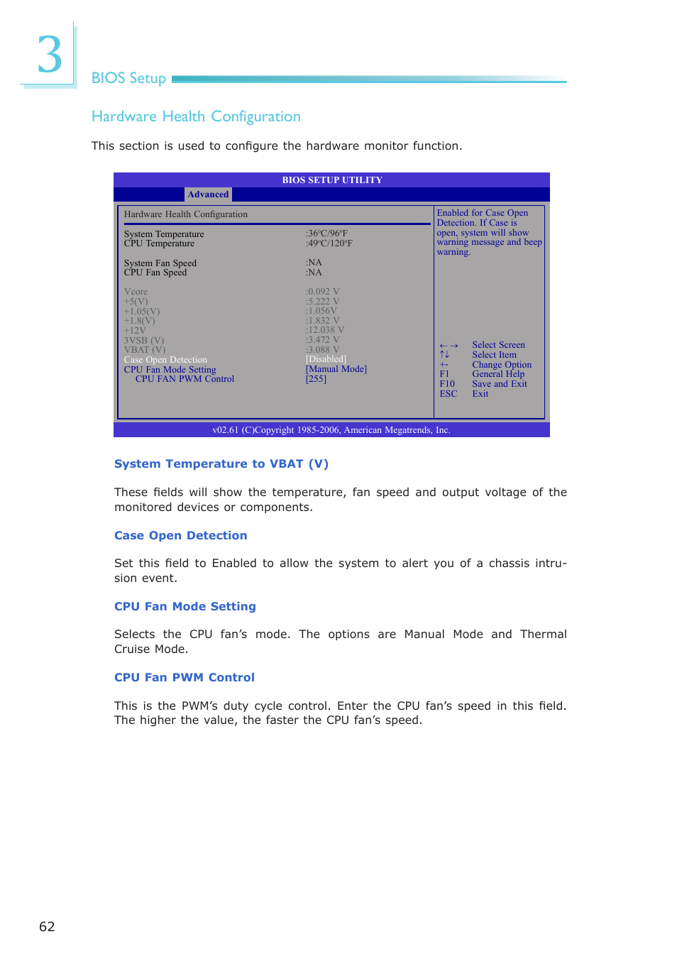 Bios setup hardware health configuration | DFI LR100-N16D User Manual | Page 62 / 126