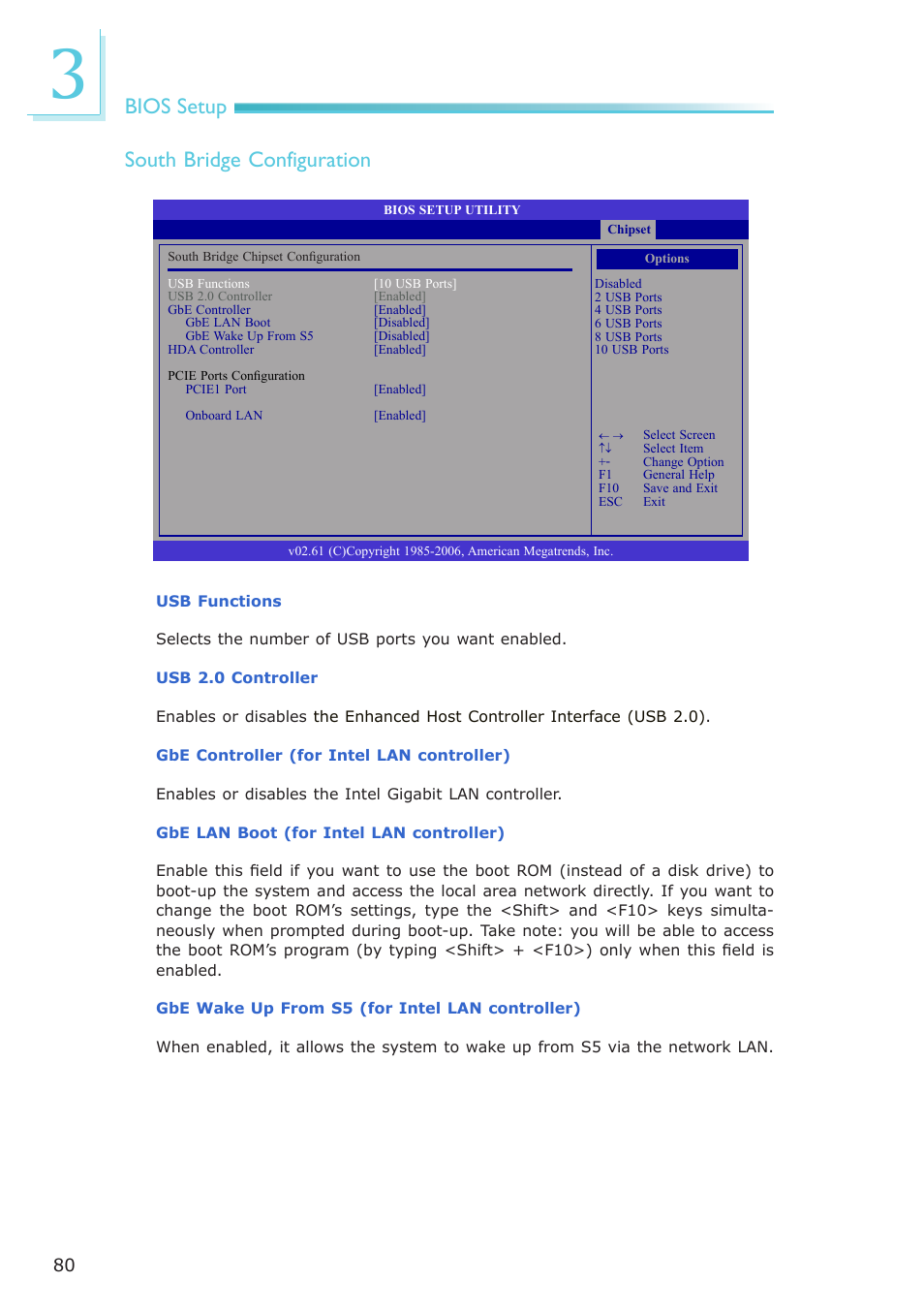 Bios setup south bridge configuration | DFI LR100-N16D User Manual | Page 80 / 126